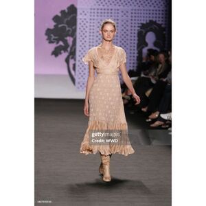 Anna Sui Pink Cottage Core Floral Tiered Midi Dress Spring 2006 Runway Size 10